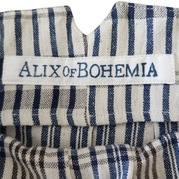 ALIX OF BOHEMIA Petra plaid cotton high waist button fly shorts blue cream Sz S - Picture 6 of 9